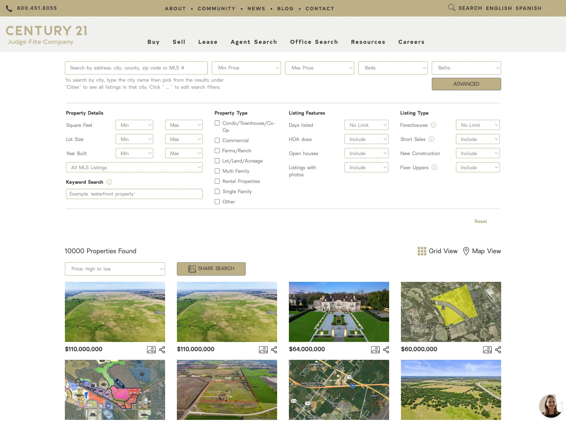 Century 21 Judge Fite Property Filters