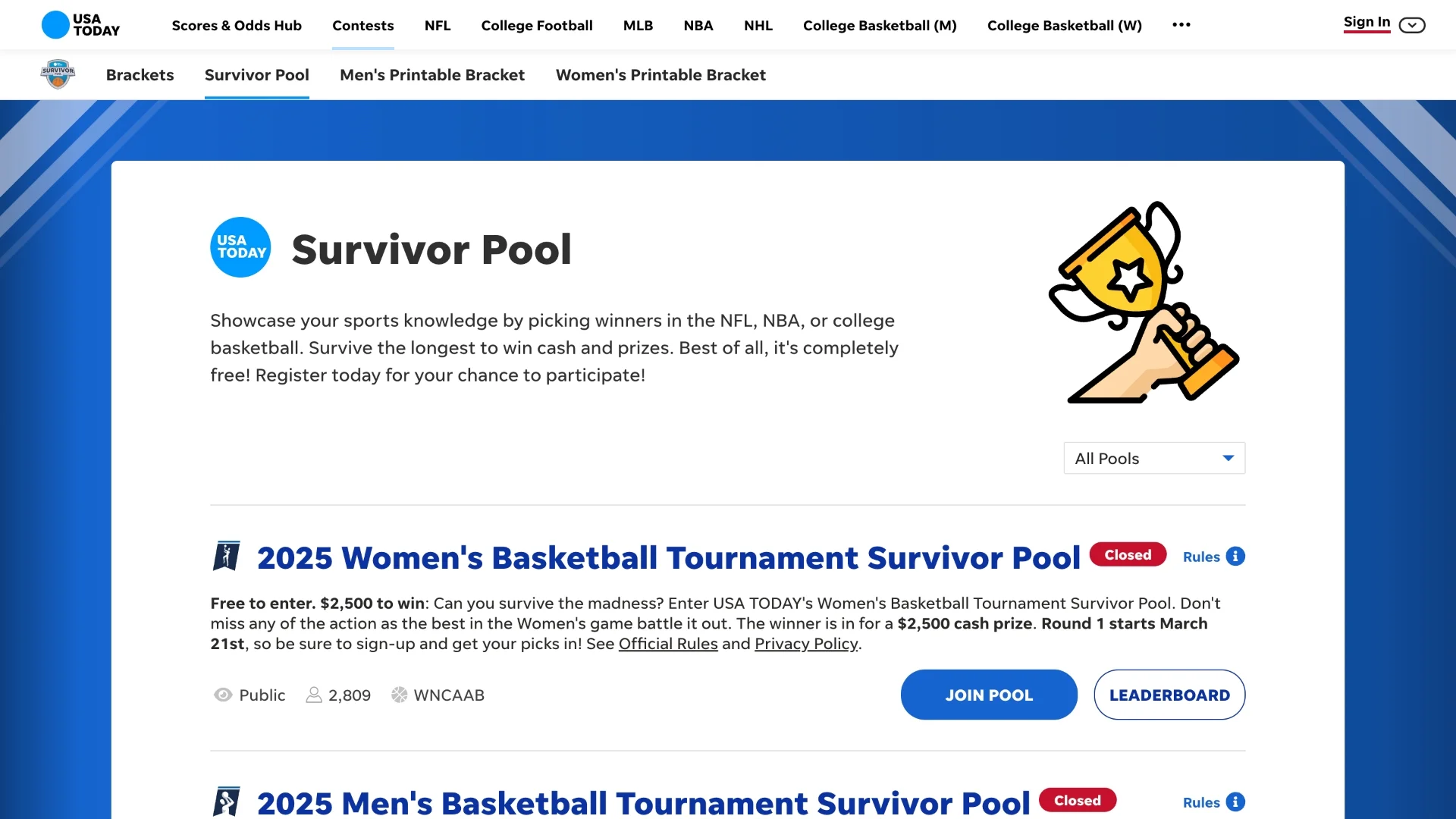 USA TODAY Survivor Pool